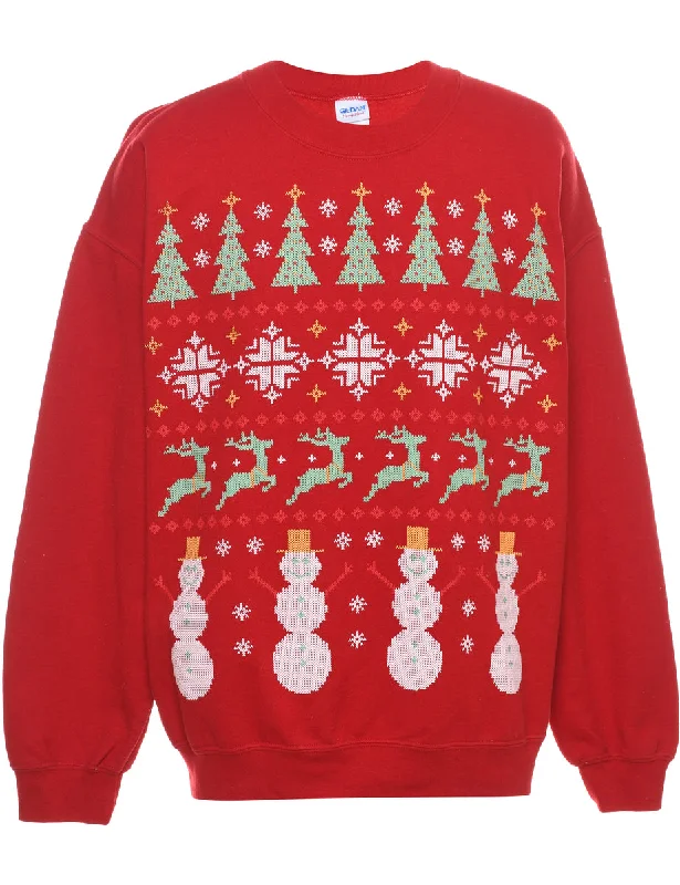 Snowman Christmas Sweatshirt - L