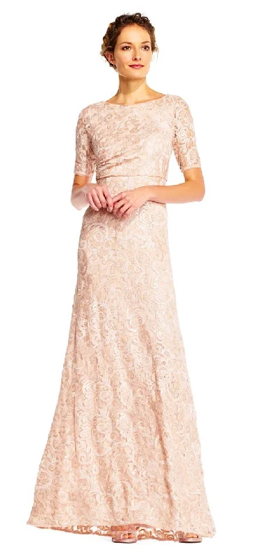 Adrianna Papell - AP1E201418SC Sequined Lace Bateau Sheath Dress