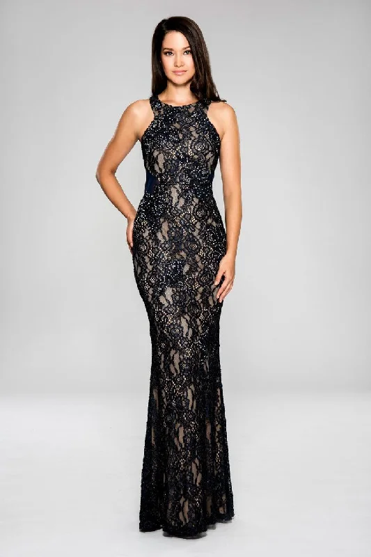 Cachet - 58250ZSC Halter Neck Embellished Lace Evening Gown