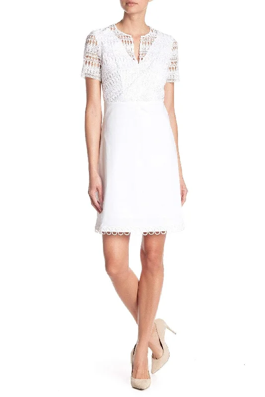 Elie Tahari - Short Sleeve Cotton Lace A-Line Dress E303N607SC