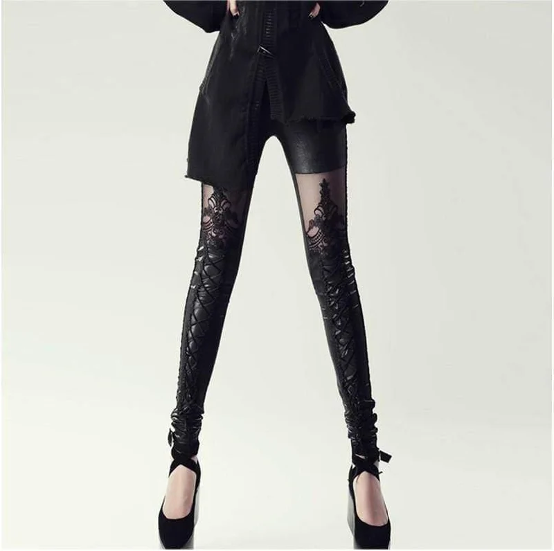 Lace Mix Metallic Leggings