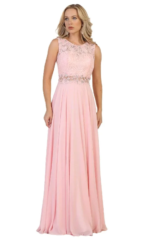 May Queen - MQ1520 Embellished Lace A-Line Prom Dress