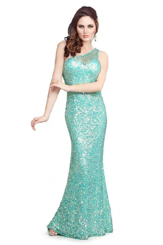 Primavera Couture - Fully Sequin One Shoulder Sheath Dress 9703SC