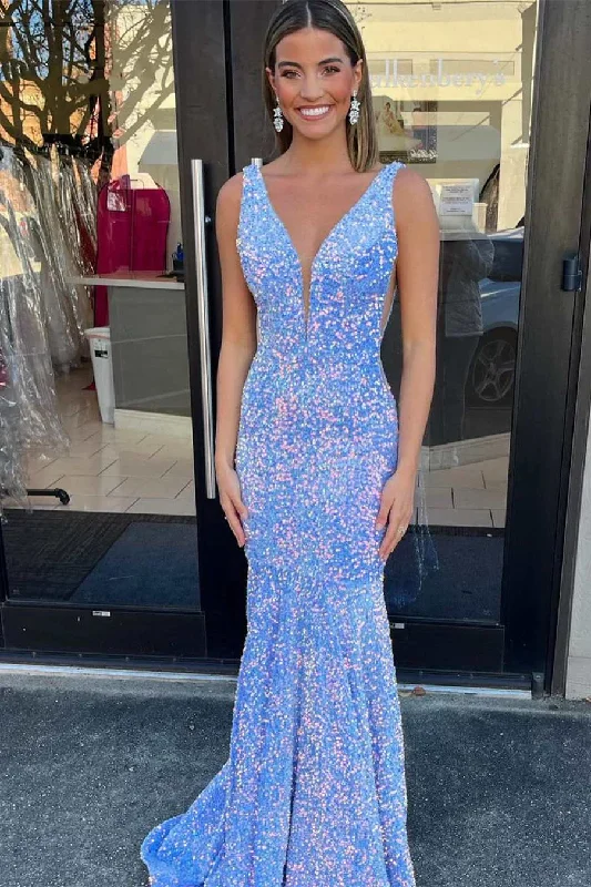 Stunning Mermaid Sequins Long Prom Dress