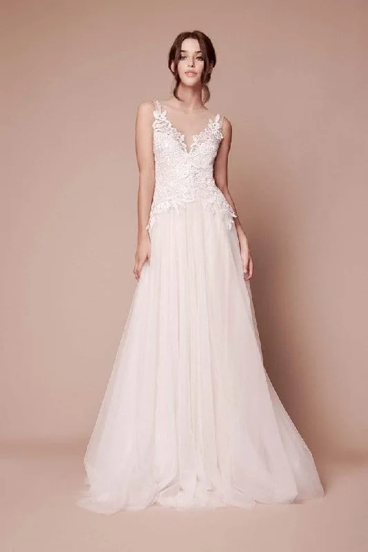 Tadashi Shoji - BKP19553LBR Lace Applique A-Line Bridal Gown